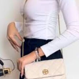 Tory Burch Cream Crossbody Bag with Gold Hardware